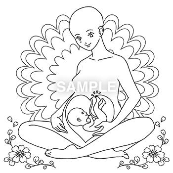 妊婦さん向け胎教講座　教材ぬり絵用イラスト