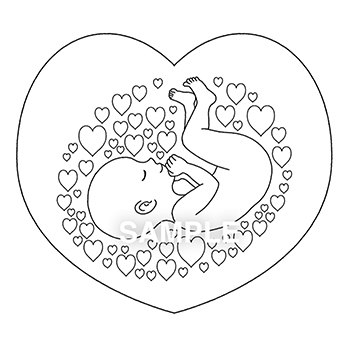 妊婦さん向け胎教講座　教材ぬり絵用イラスト
